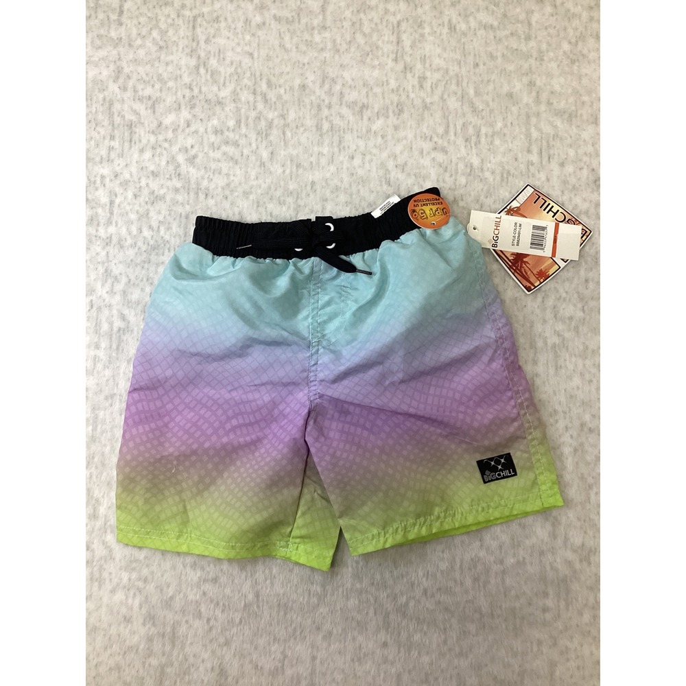 Big Chill Boys Ombre Swim Trunks Blue Purple Green UPF‎ 50 Size 4 BB829491-LIM